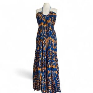 ANTHROPOLOGIE Verb Pallahvi Singhee CUT OUT Tropical Halter Maxi Dress SZ MED